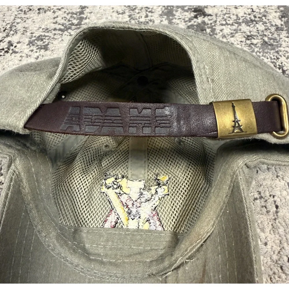 Adams Hat K95 Strapback Cap Gray Embroidered Logo Leather Strap Cotton Dad Hat